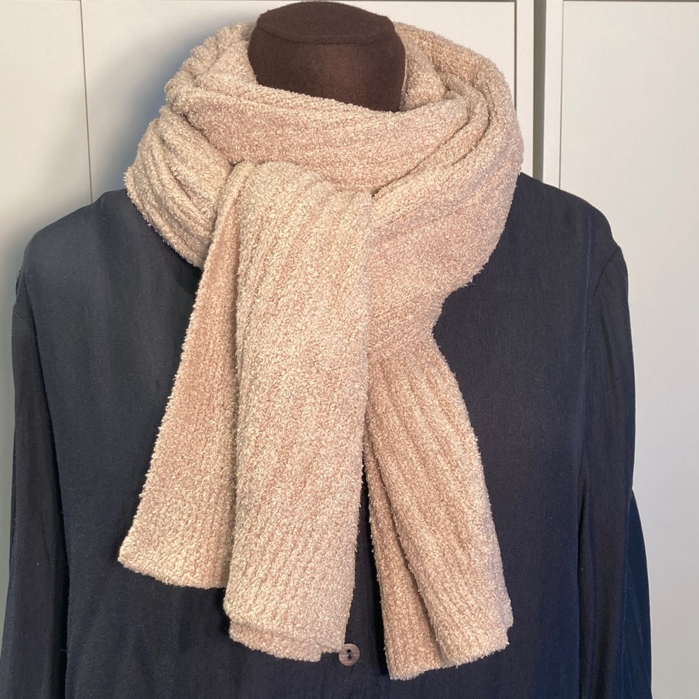 Barefoot Dreams CozyChic Lite Tan Knit scarf Accessory